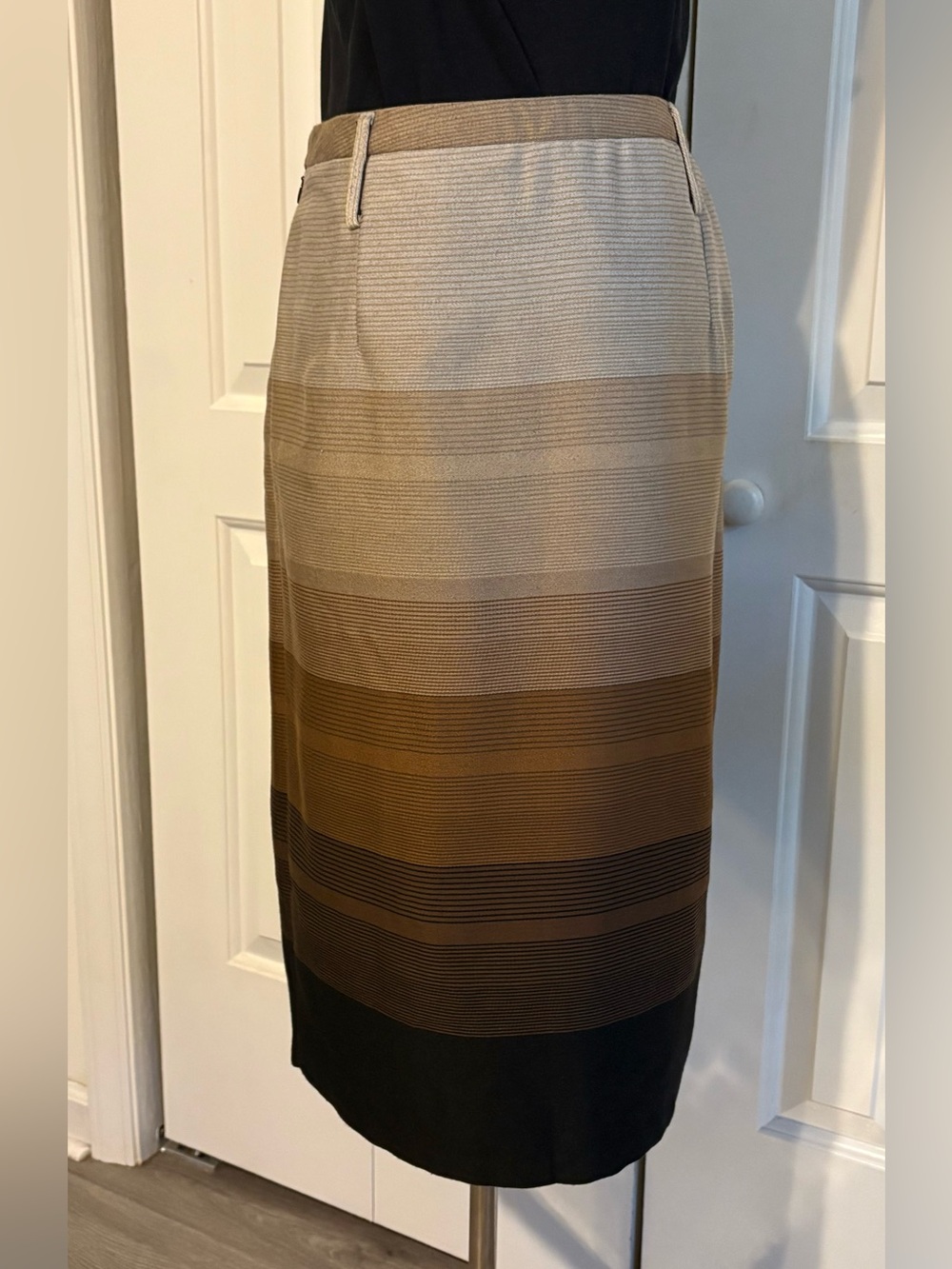 CATO Gradient Stripe Pencil Skirt in Brown, Tan and Black